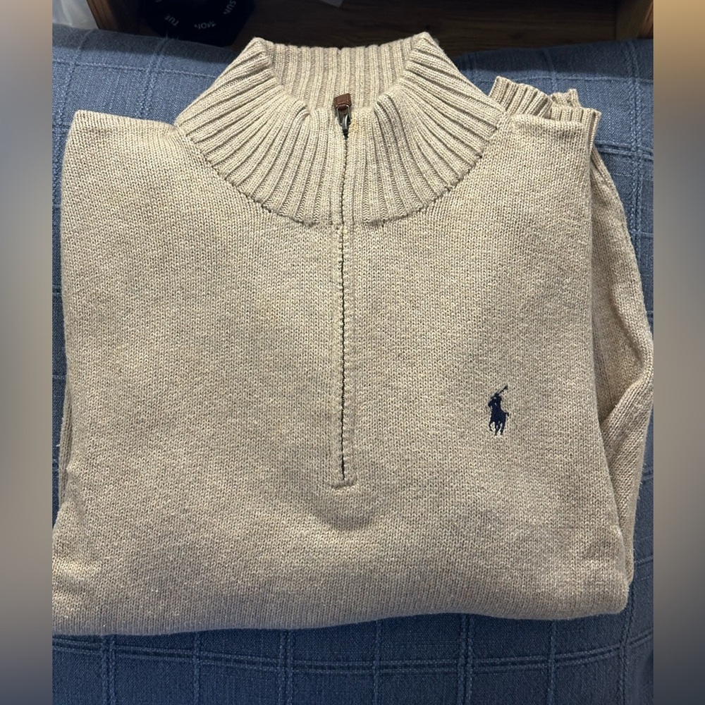 Polo by Ralph Lauren Men's Beige Zip-Up Sweater